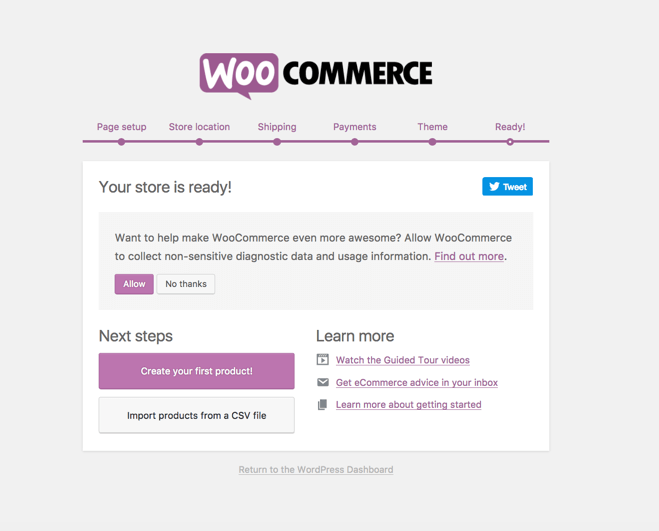 Trình hướng dẫn thiết lập WooCommerce