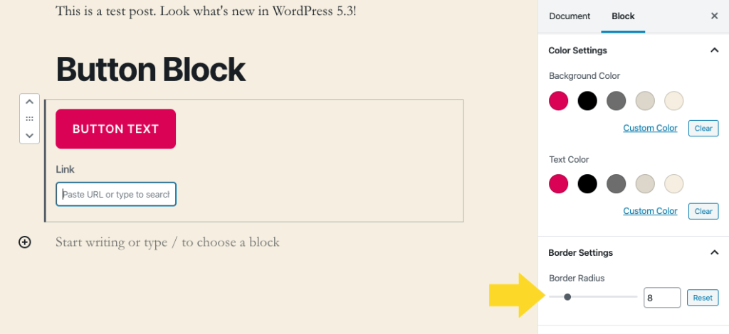 wordpress button block