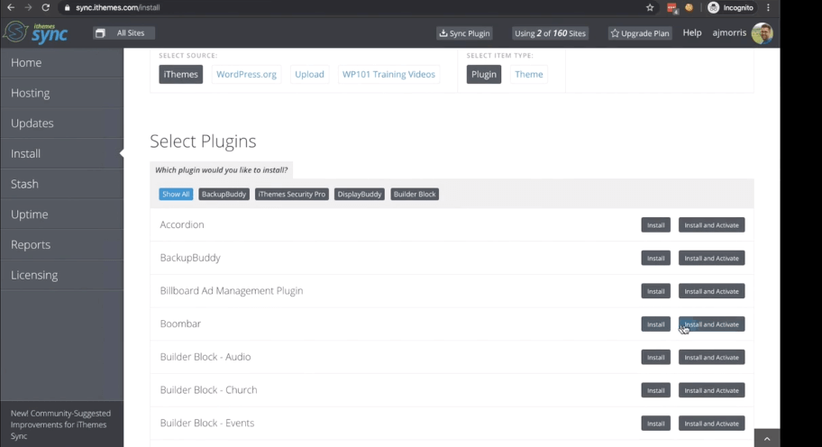 Uploading multiple plugins to websites using iThemes Hosting and Sync