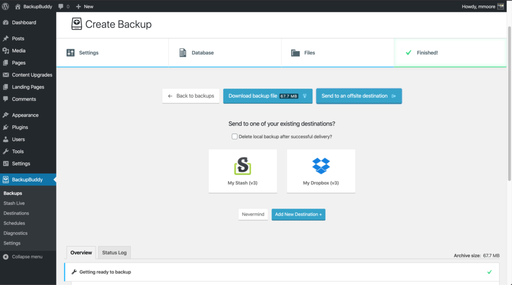 New! Restore Backups from WP Dashboard with More Remote Destination Support in BackupBuddy 8.5.5. 7