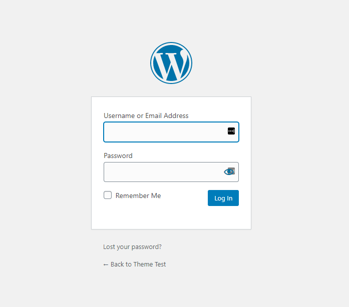 WordPress admin login