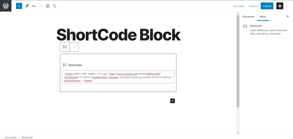 wordpress shortcode block