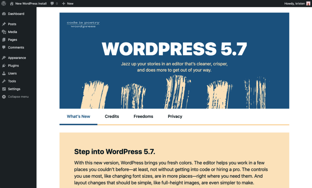 Phiên bản WordPress 5.7 mới nhất