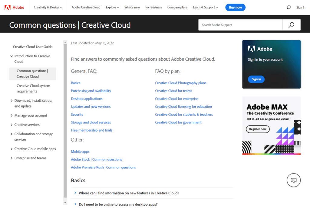 Adobe Creative Cloud FAQ